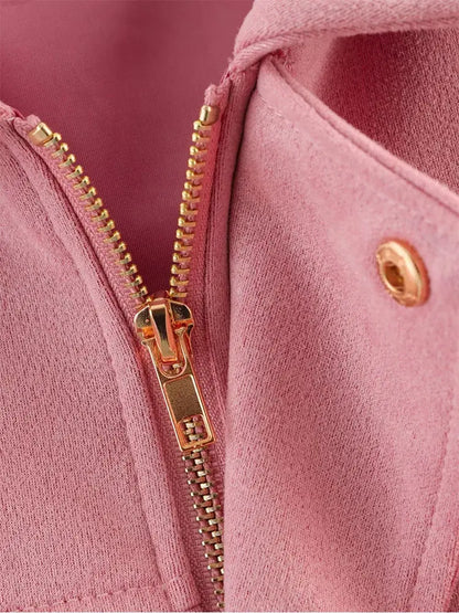 Women's Suede Bomber Jacket – Long Sleeve Zipper Oversize Solid Coat, Chic Streetwear - Rehmiar