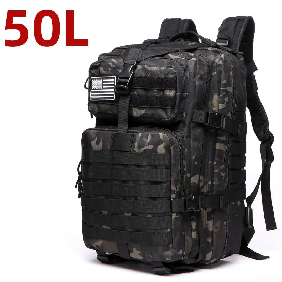 25L / 50L Tactical Backpack – Waterproof Nylon Hiking Trekking Fishing Hunting & Camping Rucksack - Rehmiar