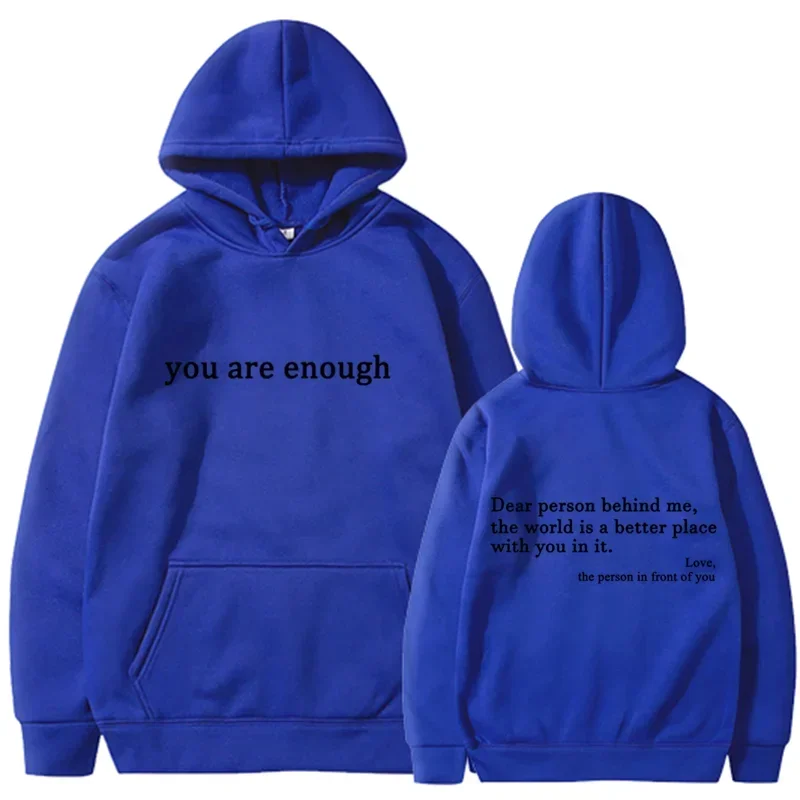 Trendy "You Are Enough" Hoodie – Unisex Retro Pullover, Street Hip Hop Top for Men & Women, Hot Selling