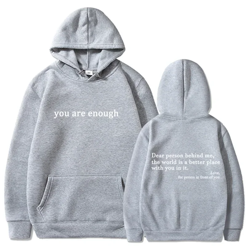 Trendy "You Are Enough" Hoodie – Unisex Retro Pullover, Street Hip Hop Top for Men & Women, Hot Selling
