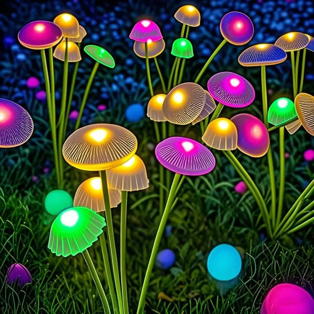 Dual Mode Solar Mushroom Garden Lights – LED, Waterproof, Jellyfish Design for Pathway, Patio & Yard Ambiance - Rehmiar