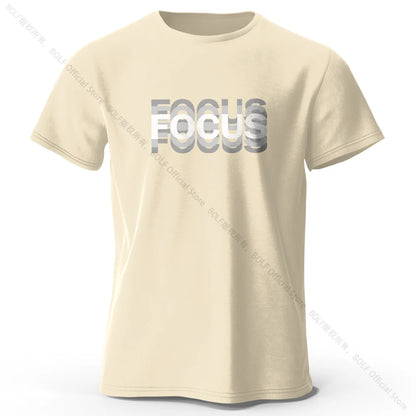Focus Letter Minimalist Style 100% Lightweight Cotton T-Shirt, - Rehmiar