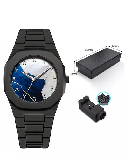 LUCKYFOX Men’s Graffiti Art Quartz Watch – Trendy Luxury Street Style Timepiece - Rehmiar