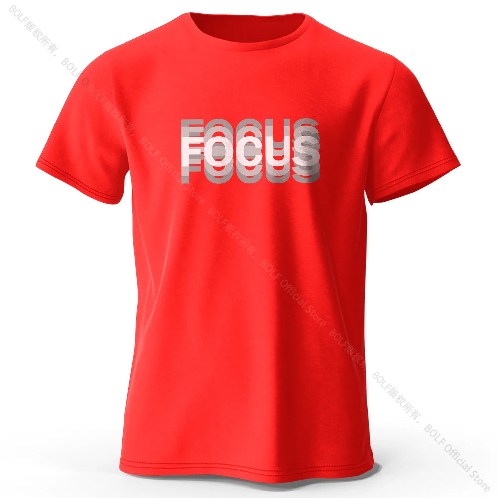 Focus Letter Minimalist Style 100% Lightweight Cotton T-Shirt, - Rehmiar