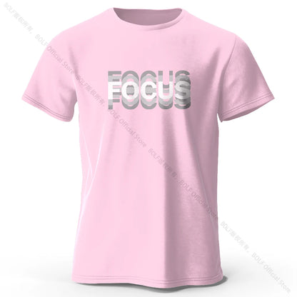 Focus Letter Minimalist Style 100% Lightweight Cotton T-Shirt, - Rehmiar