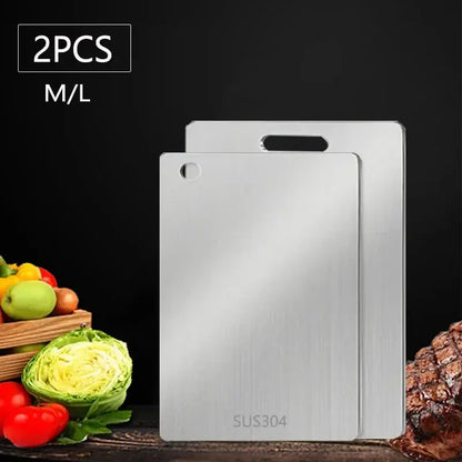WXCOO Stainless Steel Kitchen Cutting Board – Food Grade Thick Chopping Board for Meat, Vegetables & Fruit - Rehmiar