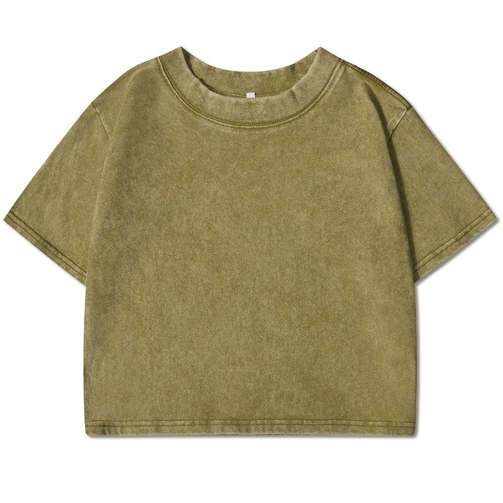 Soft Cotton Solid Colour Slim Washed Fashion T-Shirt - Rehmiar