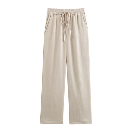 Autumn Women's Fashionable Clothing Wrinkled Suit Jacket Casual Pants Set