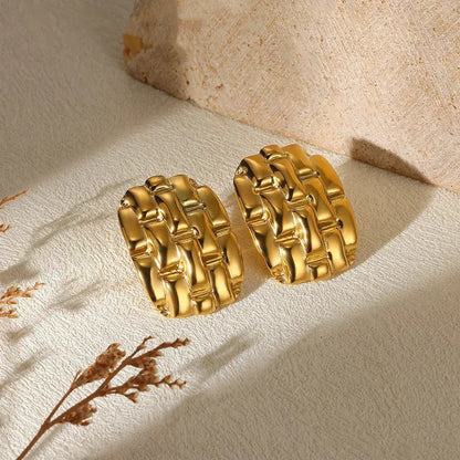 Geometric Flower Stainless Steel Earrings Women Sweet Sunflower Star Gold Colour Ear Jewellery