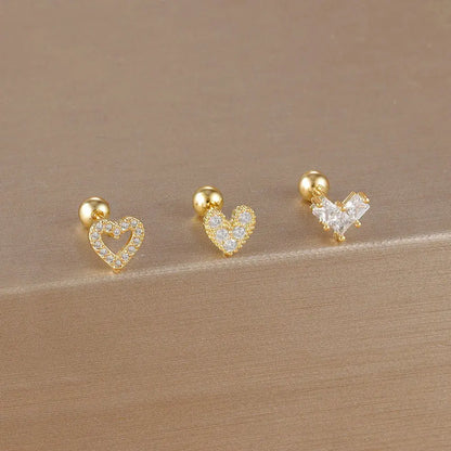 3PCS Stainless Steel Gold Colour Crown Stud Earring Set for Women 14K Gold Plated Crystal Zircon Unique Horse Eye Earring Jewellery