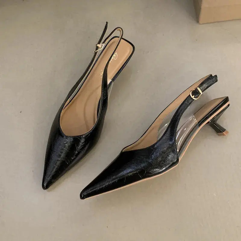 Bailamos Elegant Pointed Toe Slingback Sandals for Women – Low Heel Summer Dress & Office Shoes - Rehmiar