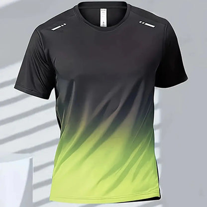 Men's Quick-Drying Gradient Short Sleeve T-Shirt – Sports Tee for Outdoor Workout, Basketball, Training & Running - Rehmiar