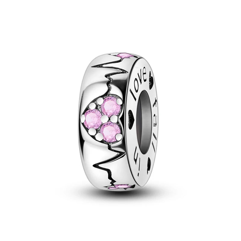 925 Sterling Silver Rainbow Zircon Beautifully Shaped Silicone Stopper Charms Beads - Rehmiar