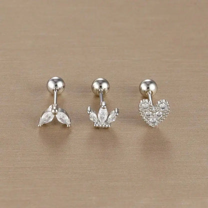 3PCS Stainless Steel Gold Colour Crown Stud Earring Set for Women 14K Gold Plated Crystal Zircon Unique Horse Eye Earring Jewellery