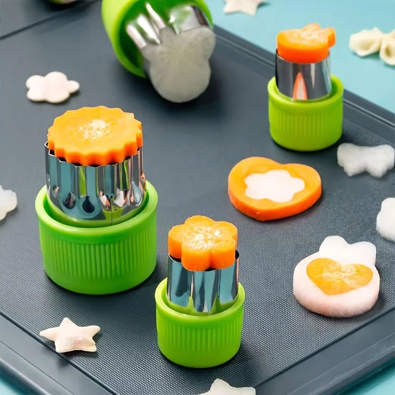 9-Piece Stainless Steel Cookie & Vegetable Cutting Set – Mini Fruit and Cookie Embossing Molds for Kids Baking