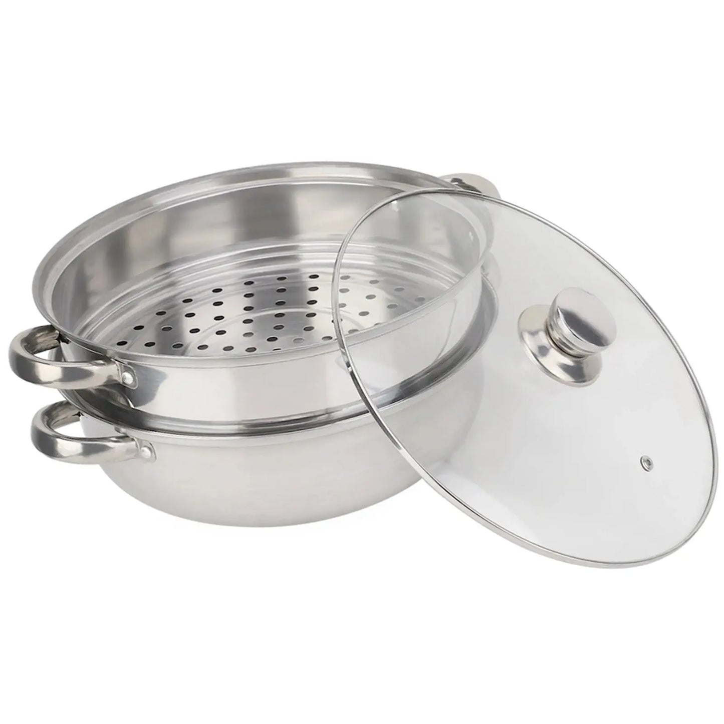 Stainless Steel 2-Layer Steamer Pot – 27cm/11in Double Boiler for Soup & Steaming, Kitchen Cookware - Rehmiar