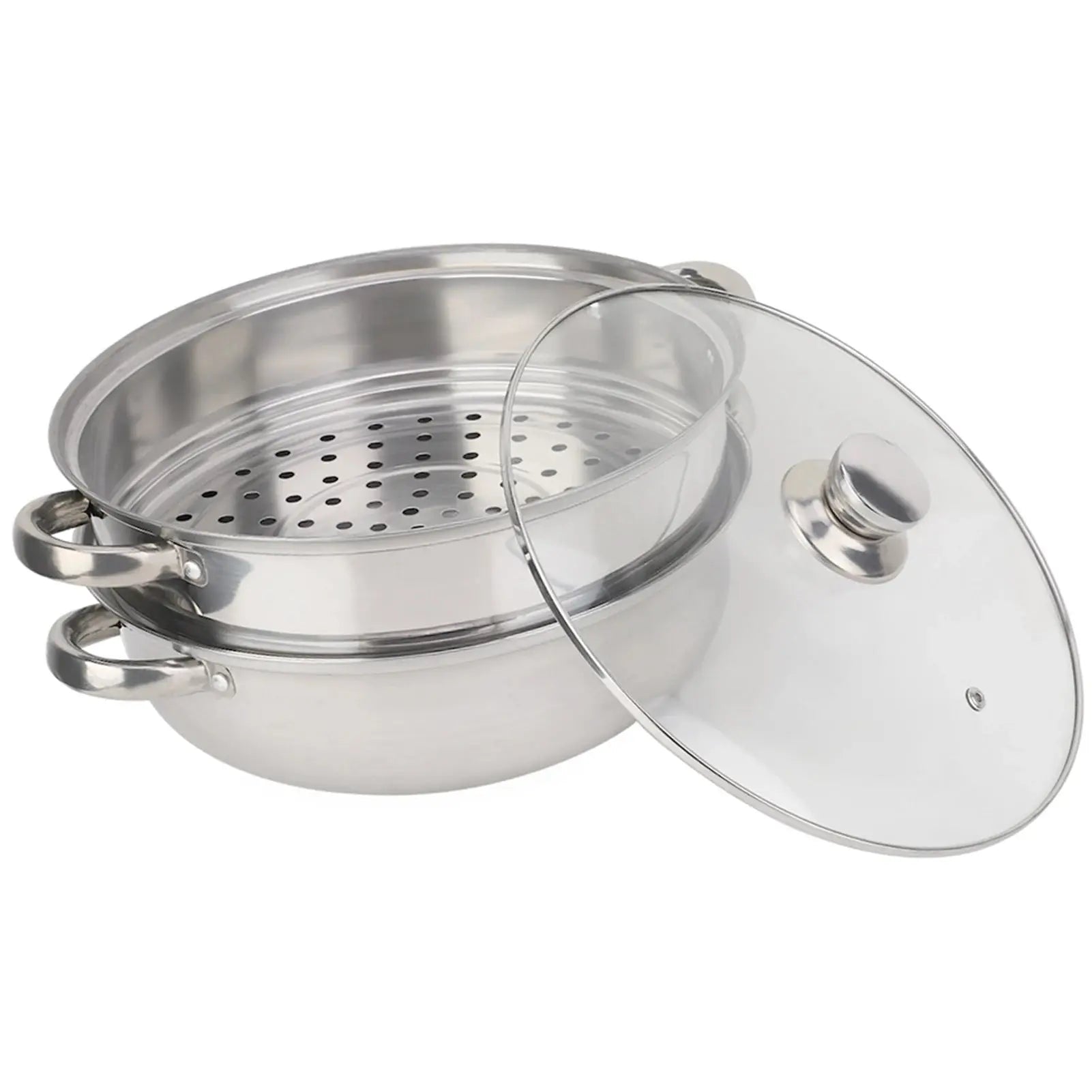 Stainless Steel 2-Layer Steamer Pot – 27cm/11in Double Boiler for Soup & Steaming, Kitchen Cookware - Rehmiar