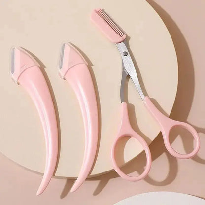 Eyebrow Trimmer Set – Curved Razor, Scissors with Comb, Easy Beauty Tools for Beginners - Rehmiar