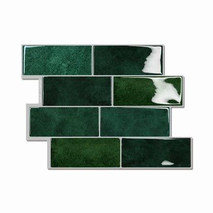 Green Brick Pattern Waterproof Heat-resistant Self-Adhesive 10pcs Wall Stickers Tile - Rehmiar
