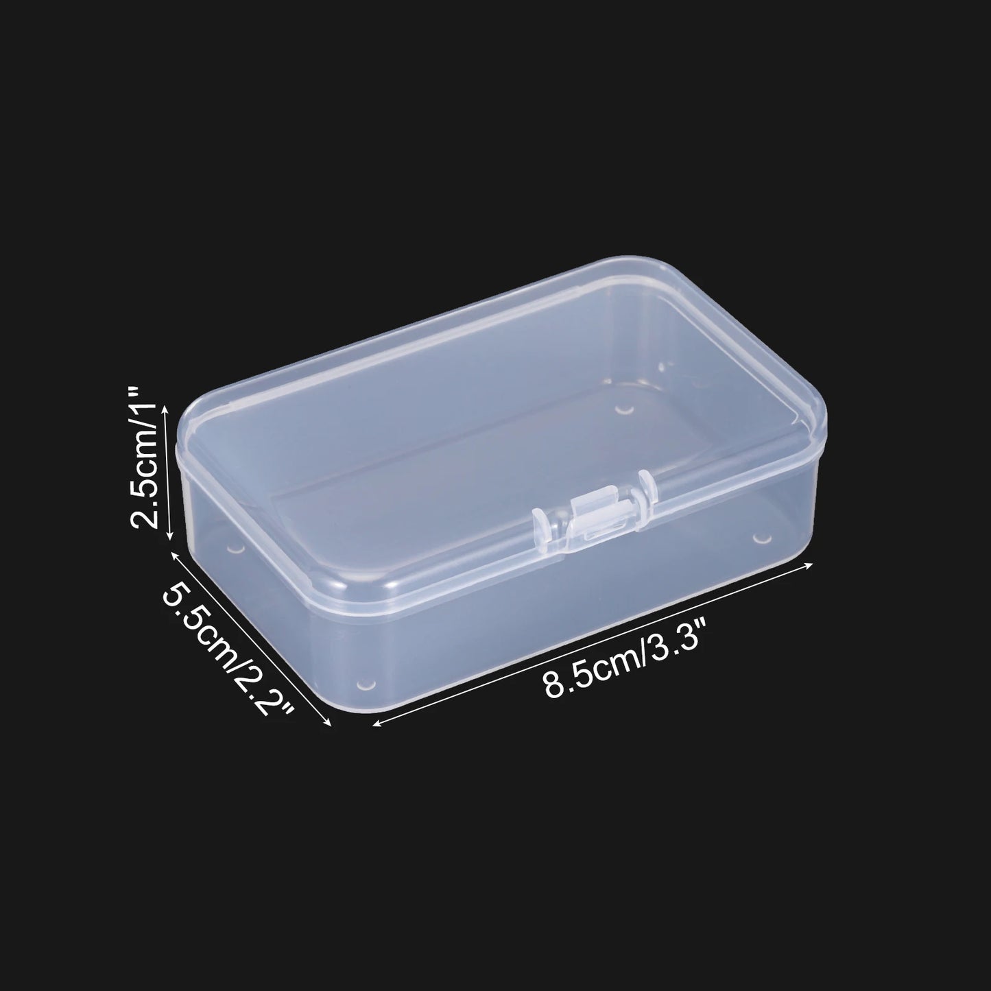 Clear Storage Box with Hinged Lid, Plastic Stackable Rectangle Organizer Container for Small Jewlery  Items