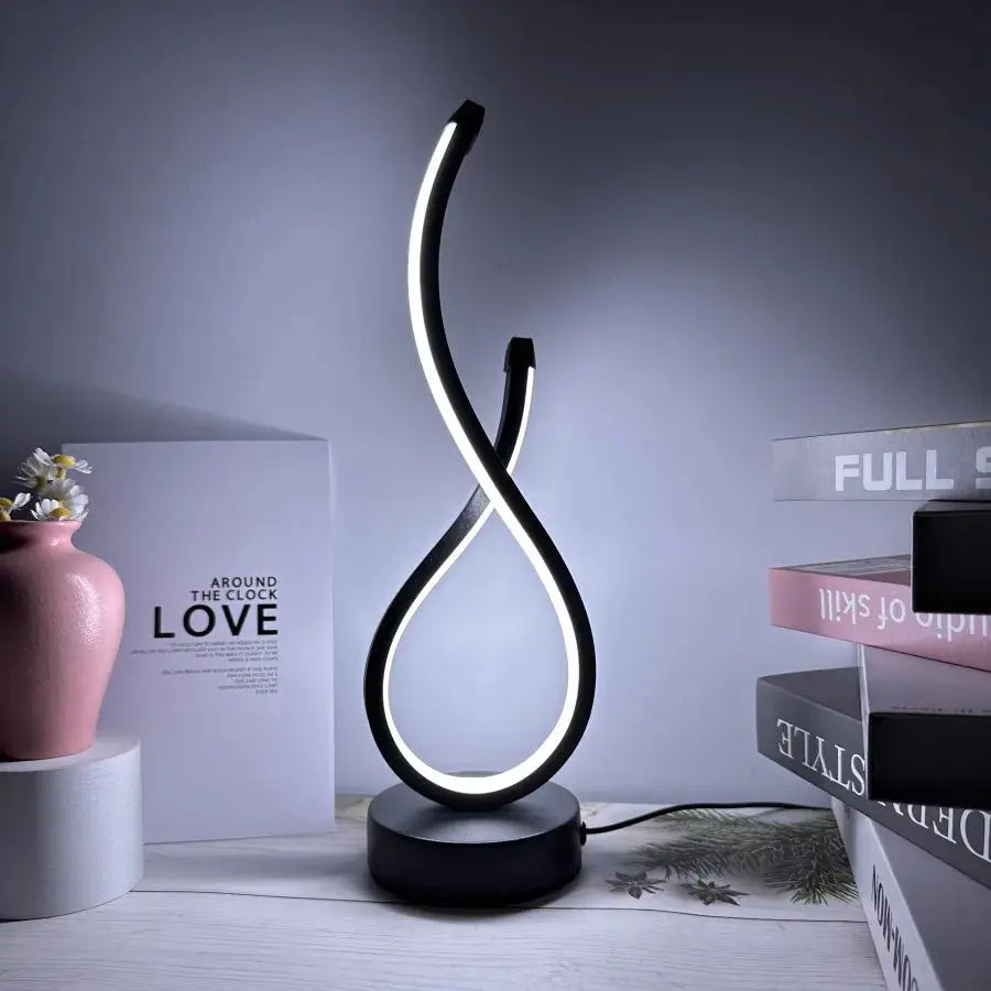 Creative Spiral LED Night Light – Dimmable 3-Color Table Lamp for Living Room, Office, Bedroom & Bedside Decor, USB Plug-In - Rehmiar