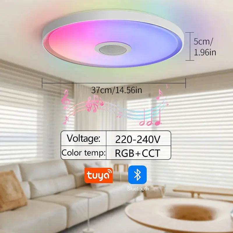 Smart RGB LED Ceiling Lamp – APP & Remote Control, Dimming, Music Sync with Speaker for Living Room & Bedroom - Rehmiar