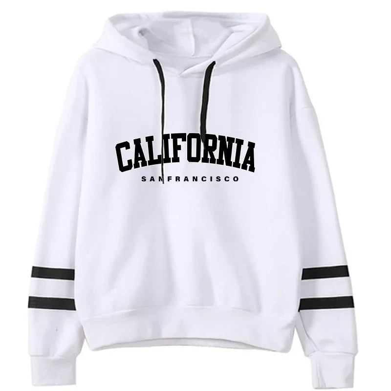 California Women's Tracksuit Casual Stripe Versatile Hooded Sweatshirt, Pants or Suit
