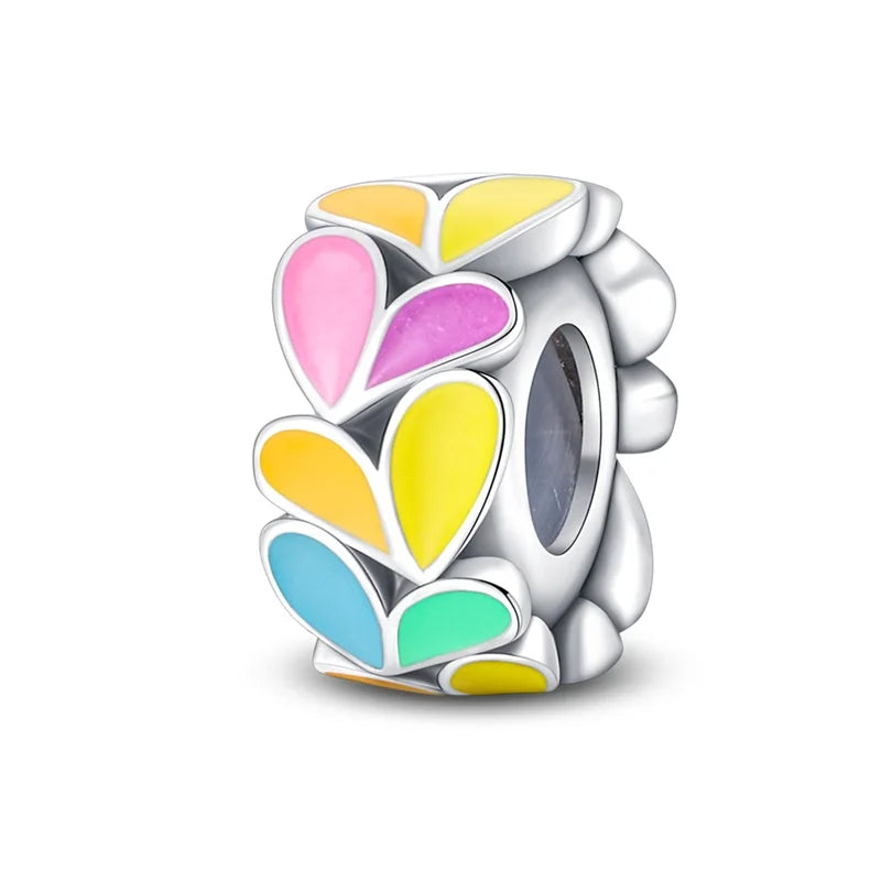 925 Sterling Silver Rainbow Zircon Beautifully Shaped Silicone Stopper Charms Beads - Rehmiar