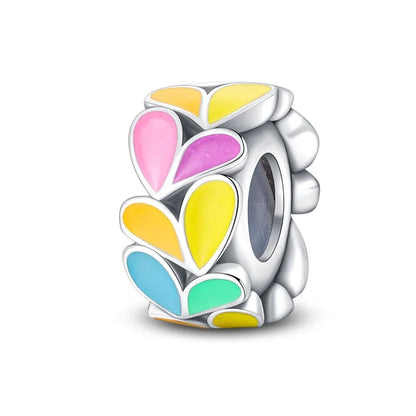 925 Sterling Silver Rainbow Zircon Beautifully Shaped Silicone Stopper Charms Beads - Rehmiar