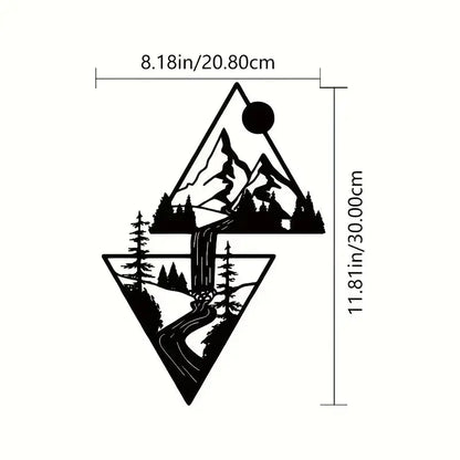 Mountain Waterfall Metal Wall Art Modern Mountain Home Decor Wall Ornament