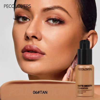 PECOLOVERS Matte Finish Liquid Foundation - Oil-Control, Waterproof, Full Coverage Concealer for All Skin Tones - Rehmiar