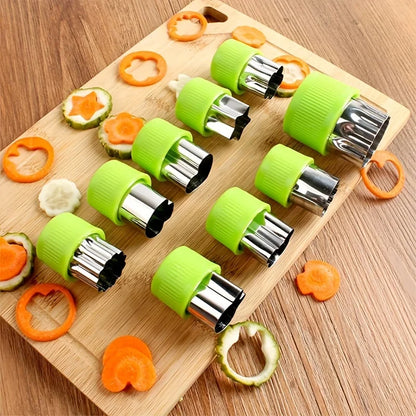 9-Piece Stainless Steel Cookie & Vegetable Cutting Set – Mini Fruit and Cookie Embossing Molds for Kids Baking