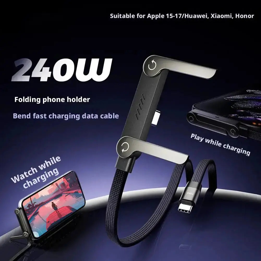 Super Fast Charging Braided Cable with Invisible Phone Stand – Type-C Built-in Holder for Gaming, Office & Travel Rehmiar