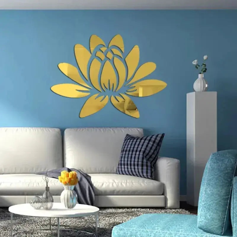 Lotus 3D Mirror Wall Sticker Acrylic Reflective Wall Decor Home Decoration - Rehmiar