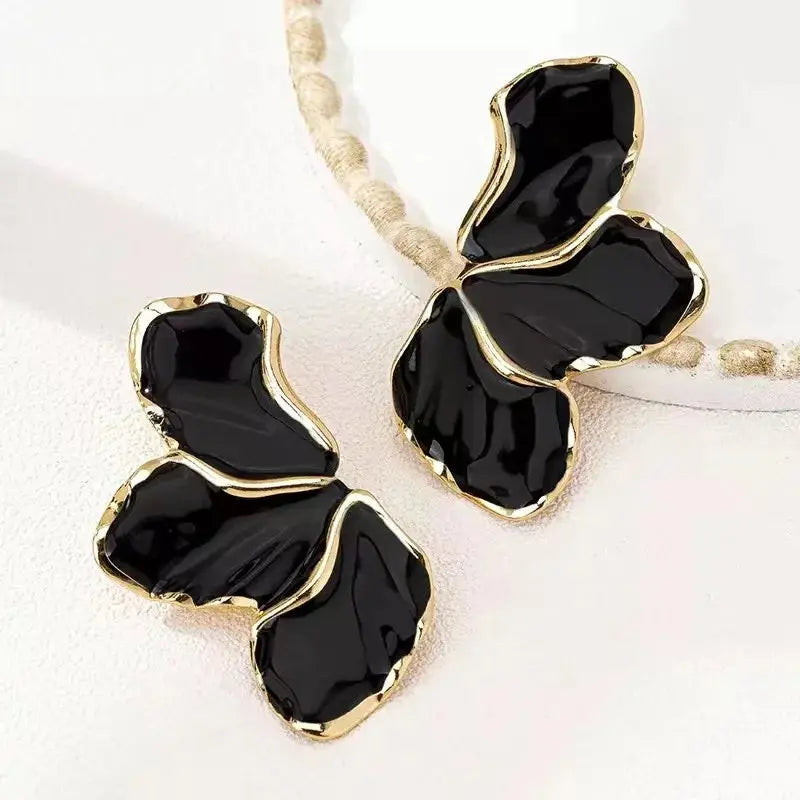 Delicate Gold-Plated Irregular Back Earrings High Quality Cream Flower Earrings - Rehmiar