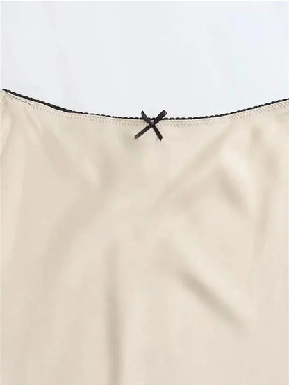 Women Fashion Skirt With Satin Texture Bow - Rehmiar