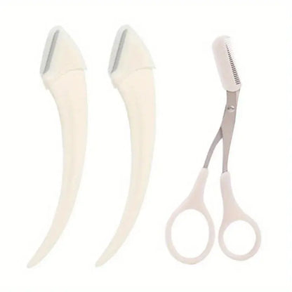 Eyebrow Trimmer Set – Curved Razor, Scissors with Comb, Easy Beauty Tools for Beginners - Rehmiar