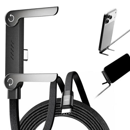 Super Fast Charging Braided Cable with Invisible Phone Stand – Type-C Built-in Holder for Gaming, Office & Travel Rehmiar