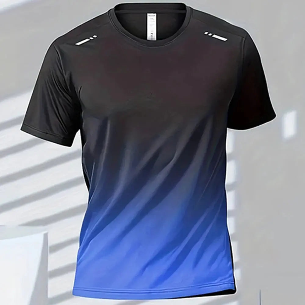 Men's Quick-Drying Gradient Short Sleeve T-Shirt – Sports Tee for Outdoor Workout, Basketball, Training & Running - Rehmiar