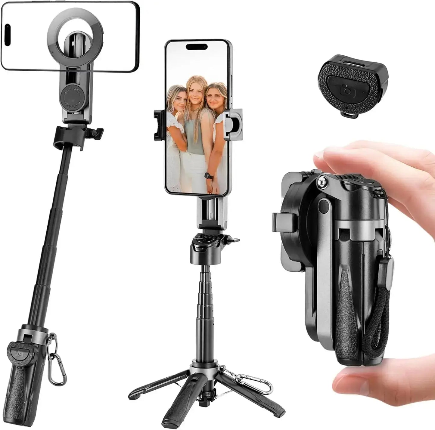 Magnetic Phone Tripod Stand – MagSafe Compatible Selfie Stick with Wireless Remote Rehmiar
