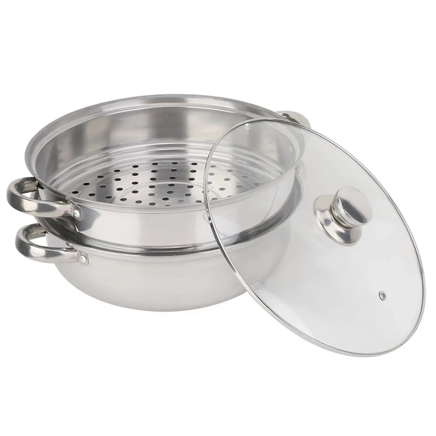 Stainless Steel 2-Layer Steamer Pot – 27cm/11in Double Boiler for Soup & Steaming, Kitchen Cookware - Rehmiar