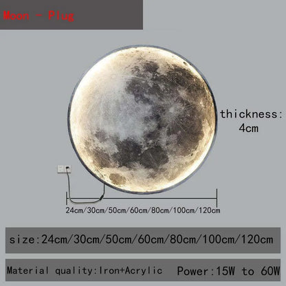 LED Wall Light Remote Dimming Moon Earth Wall Light - Rehmiar