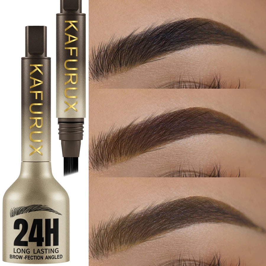 3D Dye Eyebrow Pencil Hairline Anti-Smudge Waterproof Long Lasting Black Brown Large Brush Natural Eyebrow Enhancers Cream - Rehmiar