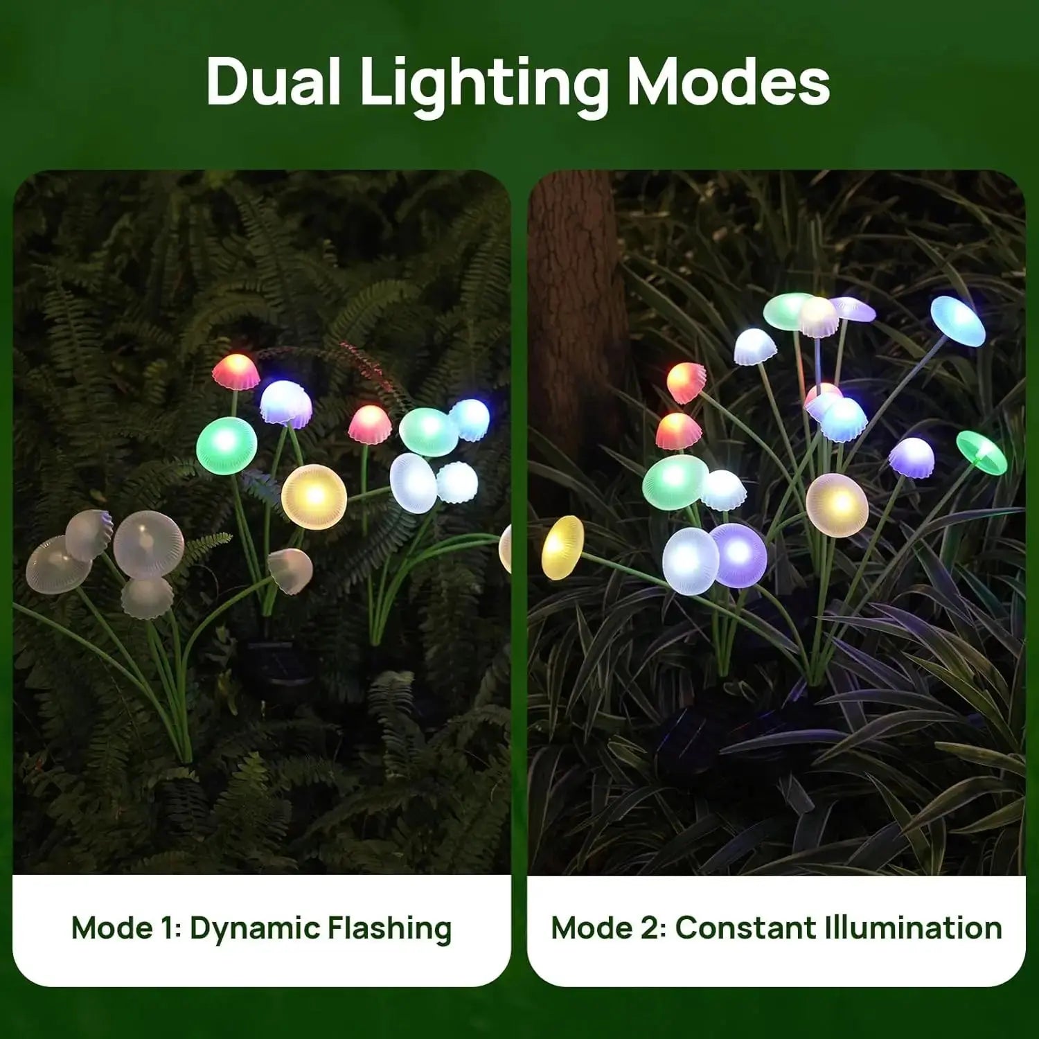 Dual Mode Solar Mushroom Garden Lights – LED, Waterproof, Jellyfish Design for Pathway, Patio & Yard Ambiance - Rehmiar
