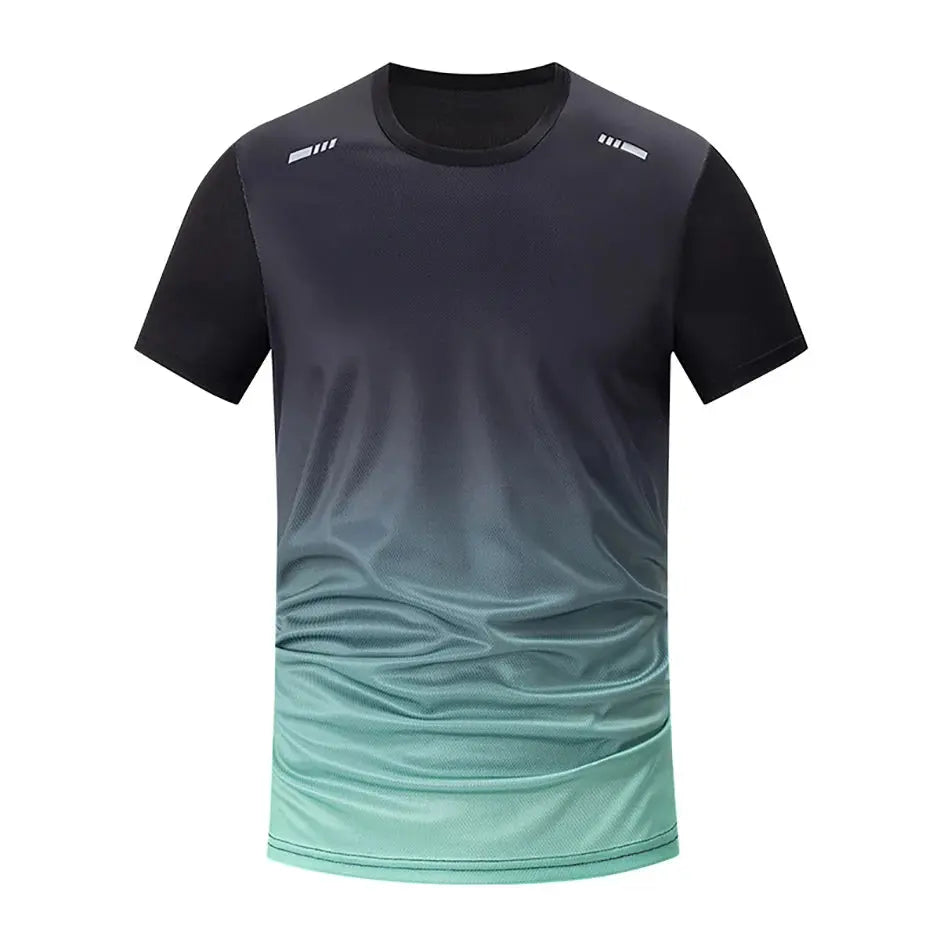 Men's Seasonal Sports Short Sleeve Top & Running Shorts Set – Gradient Quick Drying Multi-Colour Casual Set - Rehmiar