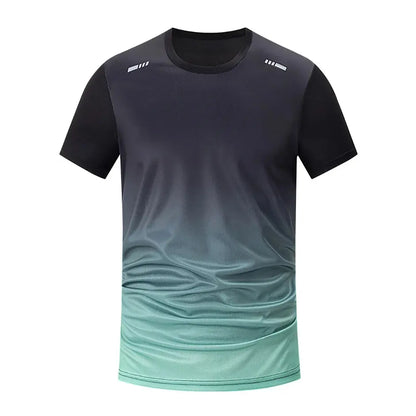 Men's Seasonal Sports Short Sleeve Top & Running Shorts Set – Gradient Quick Drying Multi-Colour Casual Set - Rehmiar