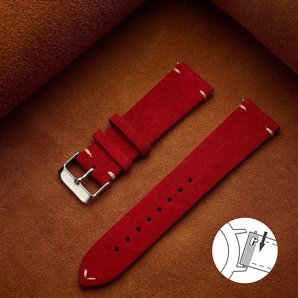 Wristband 20mm 22mm 4mm 16mm 18mm Quick Release Soft Suede Strap Brown Watch Bands Calfskin Women & Men Accessories - Rehmiar