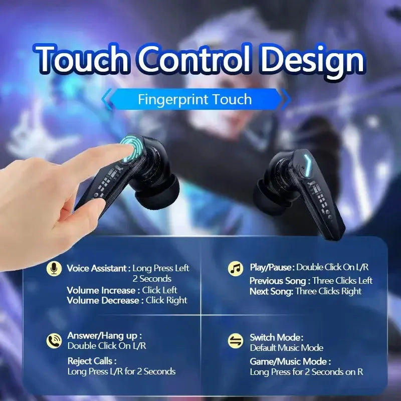 Lenovo GM2 Pro Wireless Bluetooth Earphones – Touch Control Gaming Earbuds with Noise Reduction, HiFi Stereo for Sport & Music - Rehmiar