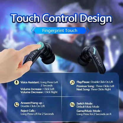Lenovo GM2 Pro Wireless Bluetooth Earphones – Touch Control Gaming Earbuds with Noise Reduction, HiFi Stereo for Sport & Music - Rehmiar