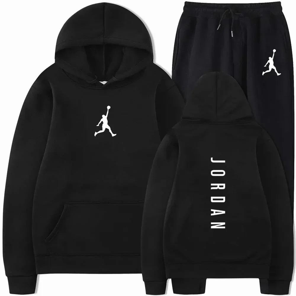 Spring & Autumn Men's Sportswear Set – Casual Fitness Basketball Hooded Jumper & Jogging Pants Two-Piece Set